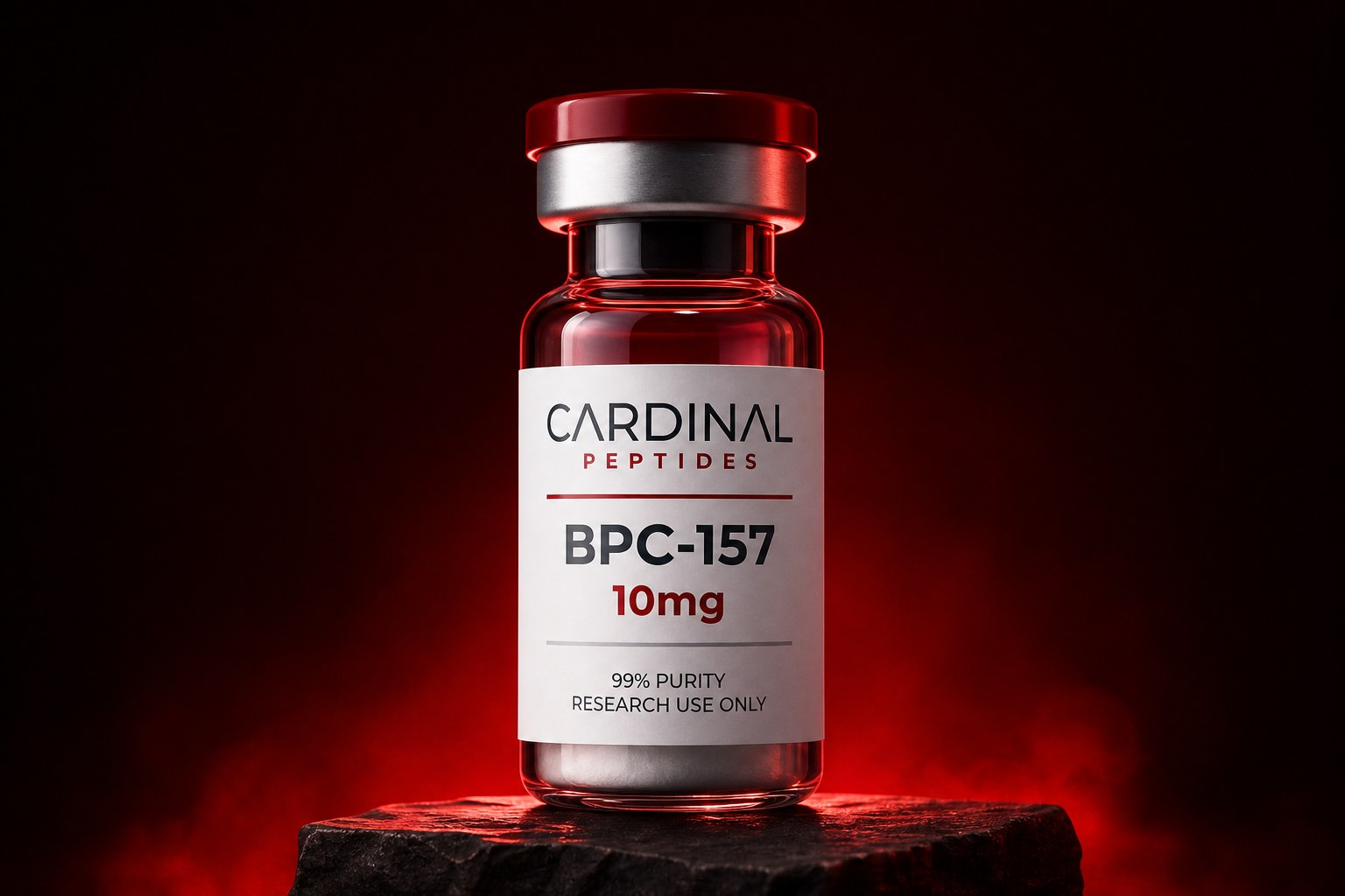 Cardinal Peptides research vial on a studio background