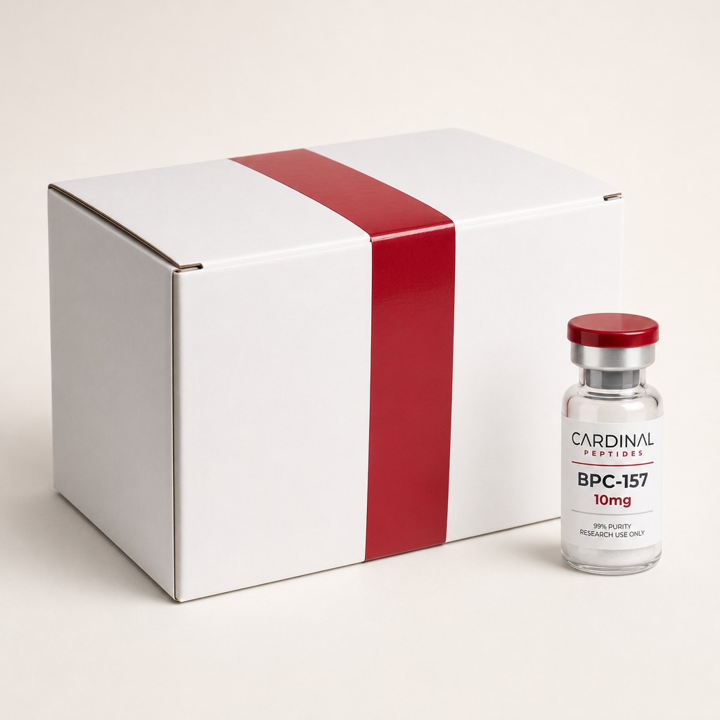 Discreet white shipping mailer on a grey studio background