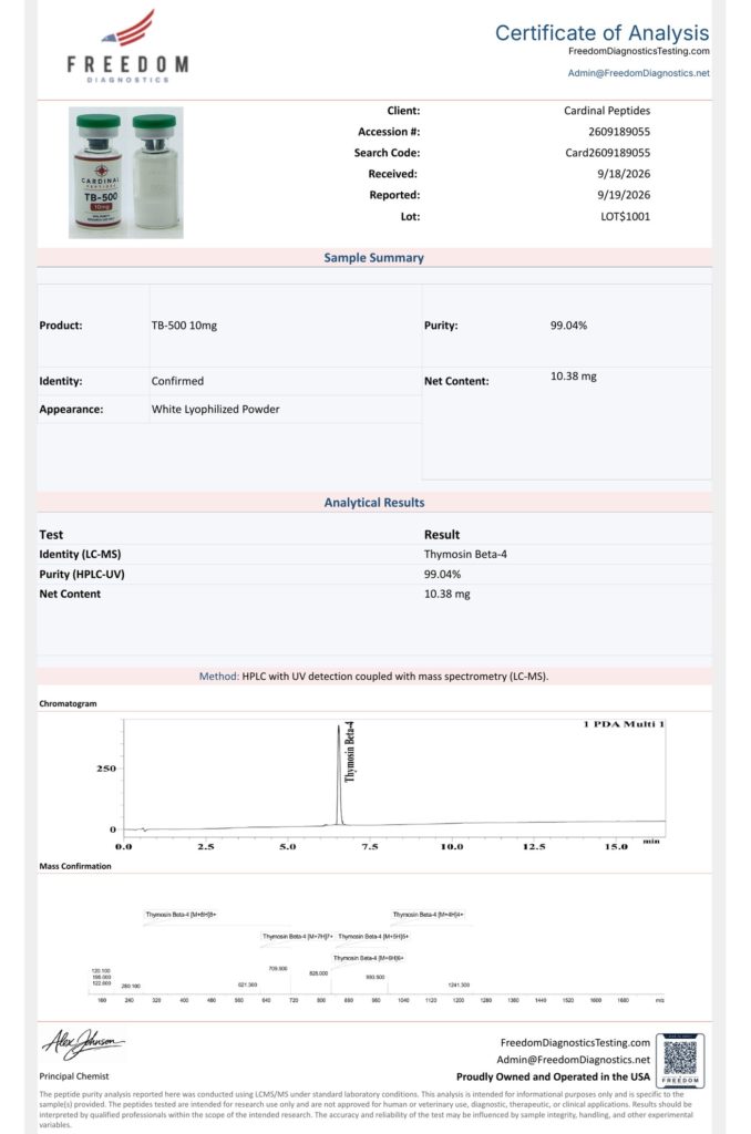 TB-500 10mg Certificate of Analysis