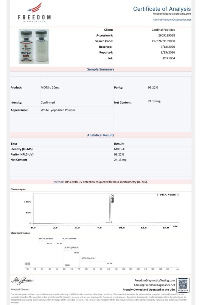 MOTS-C 20mg Certificate of Analysis