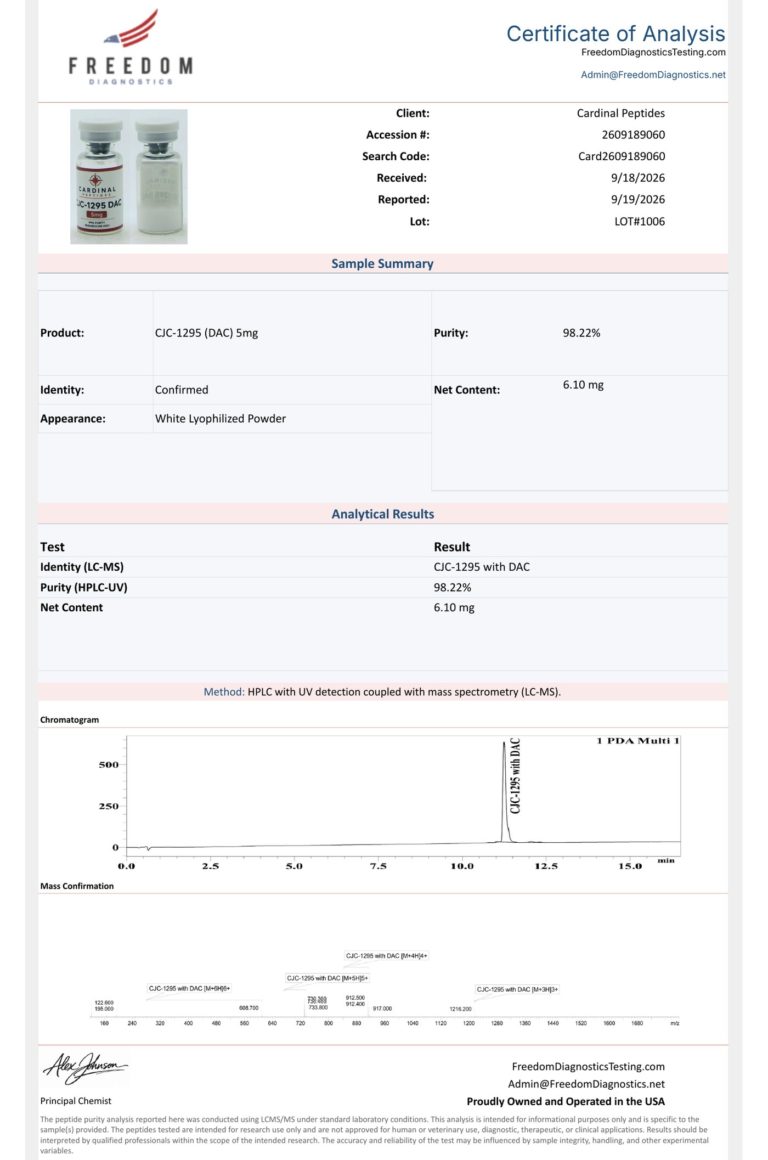CJC-1295 DAC 5mg Certificate of Analysis