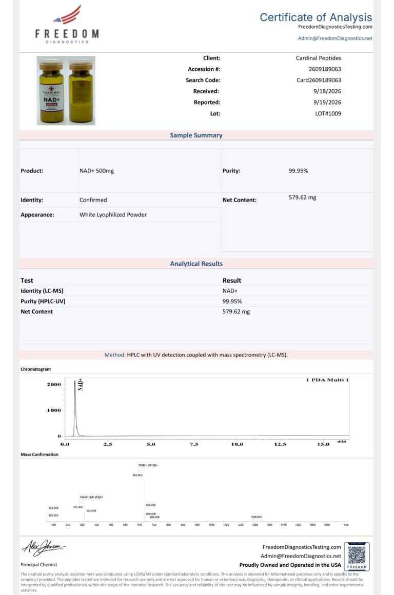 NAD+ 1000mg Certificate of Analysis