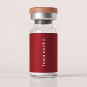 Tesamorelin 20mg research peptide vial, Cardinal Peptides deep-red label